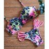 Trendy Spaghetti Strap Flower Print Bikini Costume Pour Femmes - multicolore S