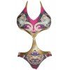 Noble Halter dragon Imprimer taille Cut Out One-Piece Maillots de bain pour les femmes - multicolore S