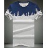 T-shirt à la mode Motif col rond Arbre de Noël hommes à manches courtes - Gris Clair 3XL