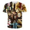 T-shirt col rond Hot Sale 3D Masque Personnes Manches courtes Hommes - multicolore M