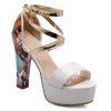 Stylish Printed and Buckle Design Sandals For Women - Or et Blanc 39
