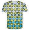 Cartoon sourire émoticône Imprimer T-shirt col rond manches courtes hommes - multicolore S