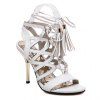 Stylish Tassels and Hollow Out Design Women's Sandals - Blanc 36