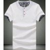 Modish Round Neck Button Embellished Short Sleeve Men's T-Shirt - Blanc L