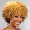 Fashion Short Golden Mixed Brown Synthetic Shaggy Afro Curly Capless Wig For Women - d'or 