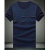 T-shirt col rond Trendy design à manches courtes hommes Solid Color Spliced - Cadetblue L