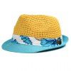 Chic Tropical Floral Pattern Band Embellished Women's Straw Hat - Jaune 