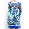 Ethnic Style Women's Scoop Neck Totem Print Long Sleeve Dress - Pers S
