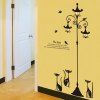 Motif Chic Cartoon Cat Street Lamp Removeable Autocollant Mural - Noir 