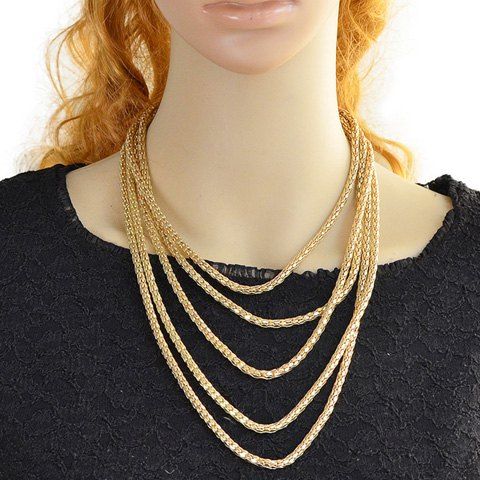 Charming Multilayered Solid Color Necklace For Women - d'or 