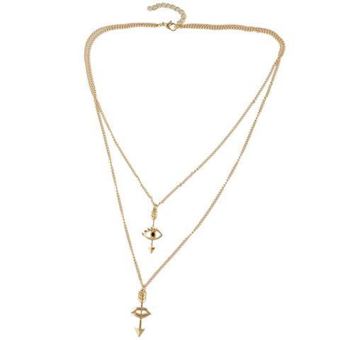 Chic Layered Evil Eye Arrow Shape Necklace For Women - d'or 