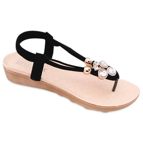 Casual Flip Flops and Elastic Band Design Sandals For Women - Noir 38