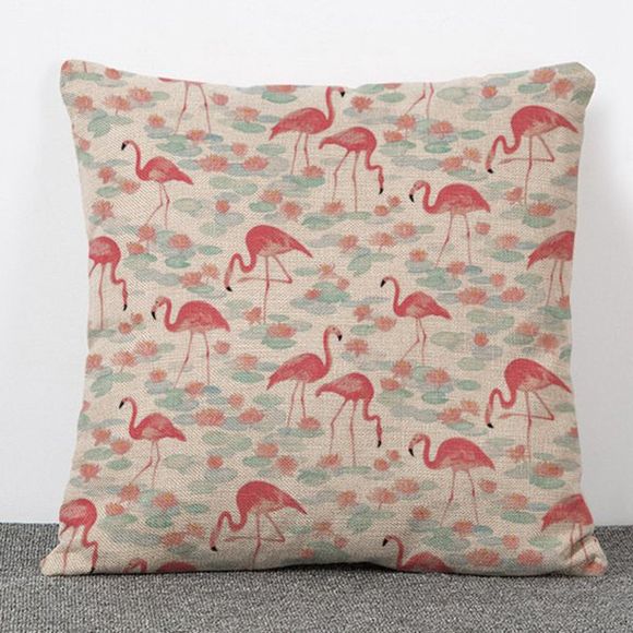 Haute Qualité Flamingo et Lotus Motif Taie d'oreiller de lin (Sans Oreiller intérieur) - multicolore 