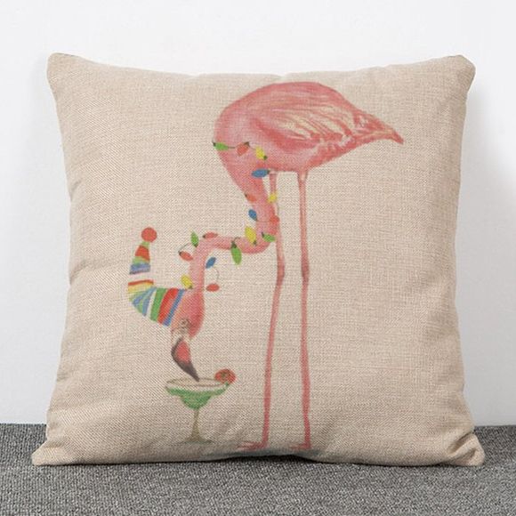 Élégant Motif Art Style Flamingo Flax Case Oreiller (Sans Oreiller intérieur) - Abricot 