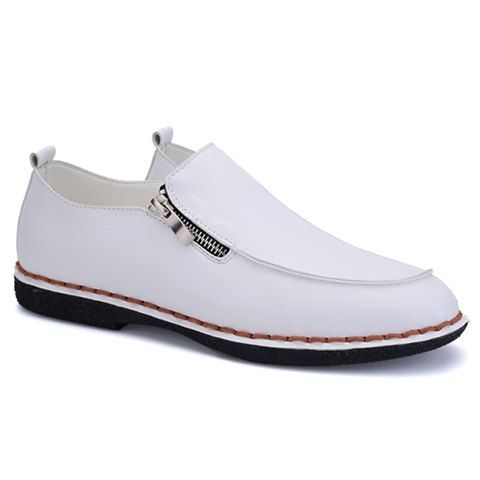 Broder mode et Chaussures Casual Zipper Design Hommes - Blanc 40