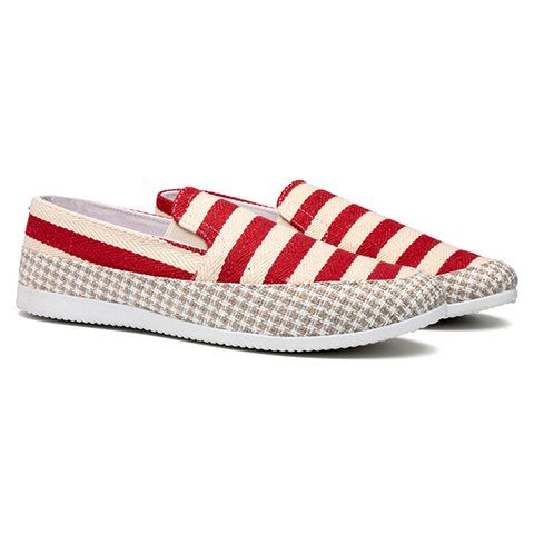 

Simple Elastic and Striped Design Men's Casual Shoes, Red