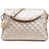 New Arrival PU Leather and Checked Design Shoulder Bag For Women - Blanc 