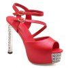 Sexy Toe Peep et Buckle Strap Sandales design pour les femmes - Rouge 38