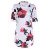 Stand Collar manches courtes Floral Imprimer Sexy Femmes Robe moulante - Blanc S