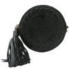 Fashionable Tassels and PU Leather Design Crossbody Bag For Women - BLACK 
