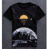 Col rond 3D Earth Imprimer T-shirt drôle de manches courtes hommes - Noir XL