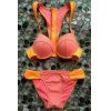 Chic Push Up Bikini Set Spliced ​​Color Block femmes - Pastèque Rouge L