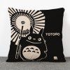Creative Umbrella Cartoon and Pattern Totoro Case Flax Oreiller (Sans Oreiller intérieur) - Noir 