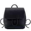 Preppy Style Drawstring and PU Leather Design Backpack For Women - BLACK 