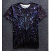 Manches courtes Vogue col rond 3D Starry Sky Arbre d'impression T-shirt - multicolore L