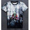 Manches courtes Hot Sale Round Neck Forêt 3D Print T-Shirt - multicolore XL