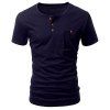 T-shirt One Pocket Multi-Bouton col rond manches courtes hommes - Bleu profond M