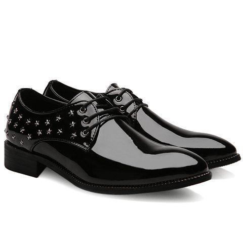 

Stylish Star and Patent Leather Design Men's Formal Shoes, Black