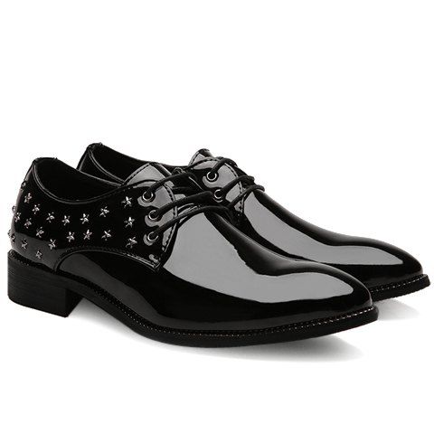 Chaussures habillées élégantes pour hommes et femmes en cuir verni - Noir 42