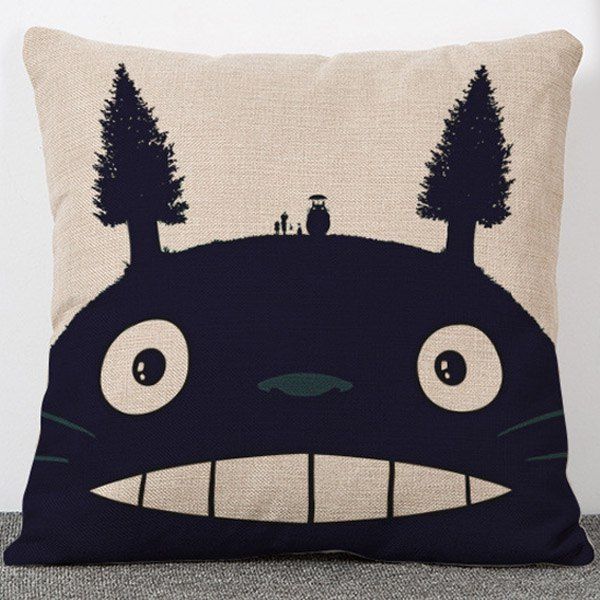 

Stylish Cartoon Totoro Design Flax Pillow Case（Without Pillow Inner）, Apricot