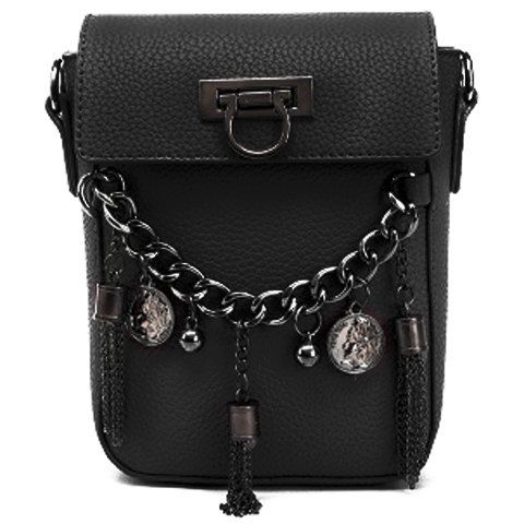 Fashionable Chain and Tassels Design Women's Crossbody Bag - Noir 