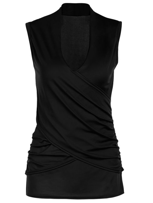 Stylish Plunging Neck Candy Color Tank Top Tank Top For Women - Noir XL