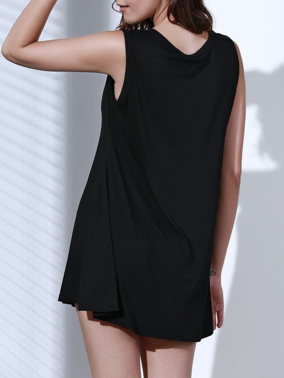 Robe sans manches en satin sans manches en forme de style simple pour femmes - Noir XL