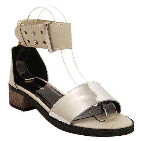 Stylish Ankle Strap and Colour Block Design Women's Sandals - Abricot 38