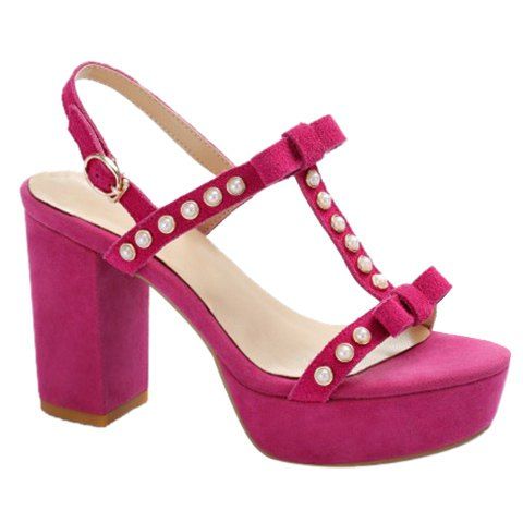Sweet Beading and Suede Design Sandals For Women - Rose 39