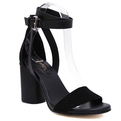 Casual Buckle Strap et Chunky talon design sandales pour femmes - Noir 38