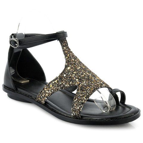 Casual Sequins and Toe Ring Design Sandals For Women - d'or 39