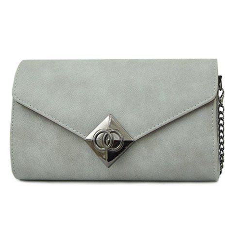 Laconic Metal and Chains Design Women's Crossbody Bag - Gris 