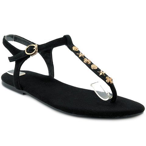 Fashionable Flip Flop and Suede Design Women's Sandals - Noir 38