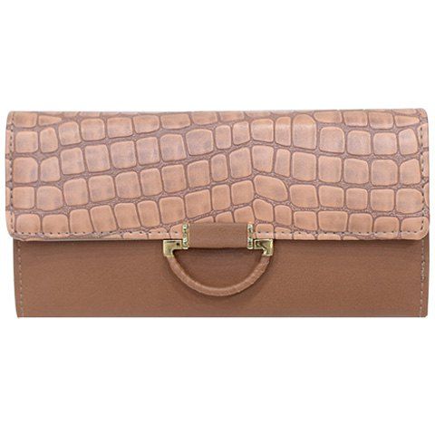 Fashion PU Leather and Crocodile Print Design Clutch Bag For Women - Abricot 