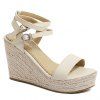 Fashionable PU Leather and Wedge Heel Design Sandals For Women - Abricot 38