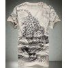 Mode V-Neck 3D imprimé léopard T-shirt manches courtes hommes - multicolore XL