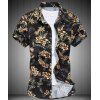Casual Turn-down Collar Floral Print Men's Short Sleeves Shirt - Jaune M