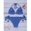 Halterneck Crochet Solide Couleur Bikini Sexy Femmes - Bleu Royal ONE SIZE(FIT SIZE XS TO M)