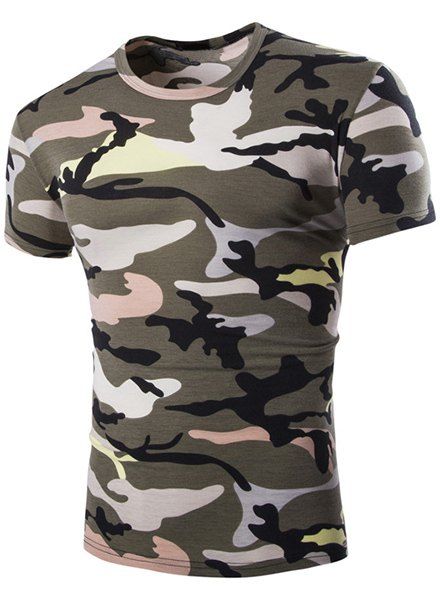polyester round neck camouflage printed short sleeve t shirts and shorts