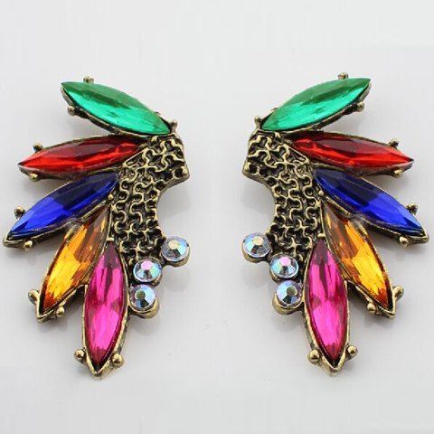 Pair of Faux Gem Decorated Earrings - AS THE PICTURE 